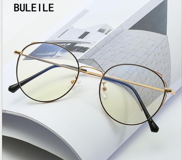 

анти-синяя металлическая рама для плоского зеркала для женщин с ретро-круглой рамой может сочетаться с близорукостью, White;black