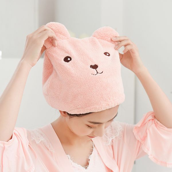 

animal cartoon dry hair cap super hair quick-drying hood cute thick absorbent shower cap wy009 towel
