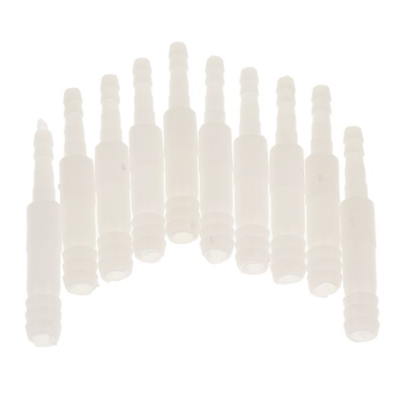 

10x non-toxic aquarium fish tank air valve connector white plastic inline tubing straight 6.5cm length