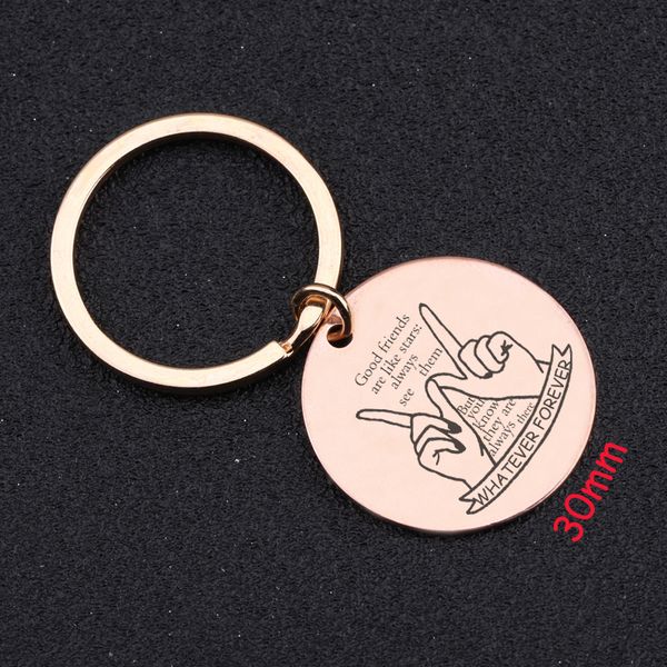 

good friends are like stars always see them but you know they are always there round keychain for friend charm gift, Silver