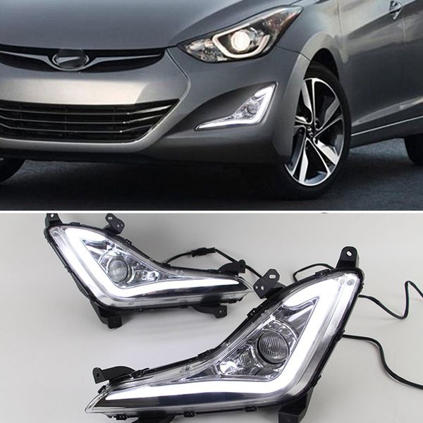1 Paar LED DRL Tagfahrlicht Tageslicht Fahren Licht Nebelscheinwerferrahmen Nebelscheinwerfer für Hyundai Elantra Avante 2014 2015