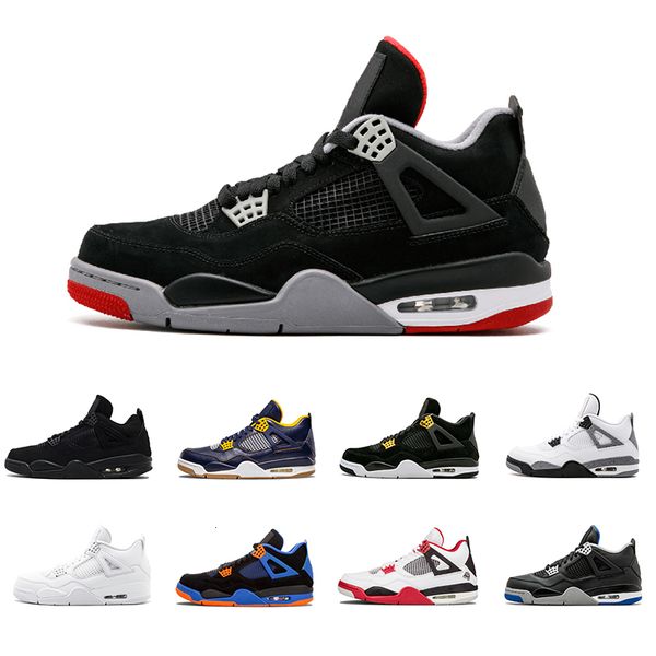 

4s mens basketball shoes pure money premium black cat white cement bred fire red fear alternate sports shoes sneakers size 41-47