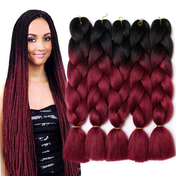 

5 пакетов джамбо кос наращивание волос kanekalon синтетический ломбер плетение волос крючком твист косы волосы для плетения оптовая дешевая, Black