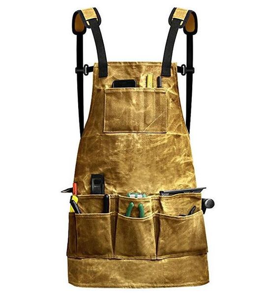 

dry oil wet wax canvas waterproof apron for chef cafe shop bbq aprons barber bartender bbq chef practical workwear uniform