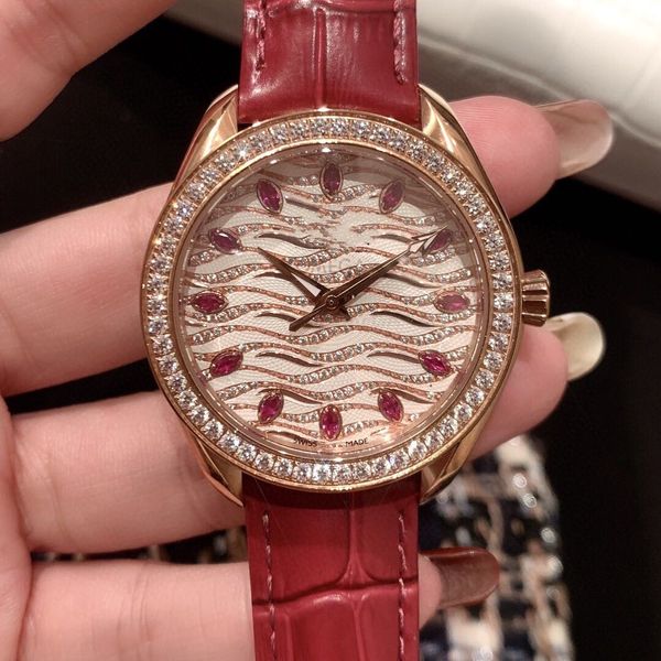 

супер 86 женские часы швейцарский кварцевый механизм часы алмазные часы сапфировое стекло 316 тонкая сталь корпус диаметр 38 мм водонепрониц, Slivery;brown