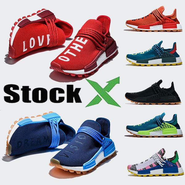 

2020 new wholesale designer human race mens women running shoes red white solar pack inspiration trainer nmd tennis shoes 36-47