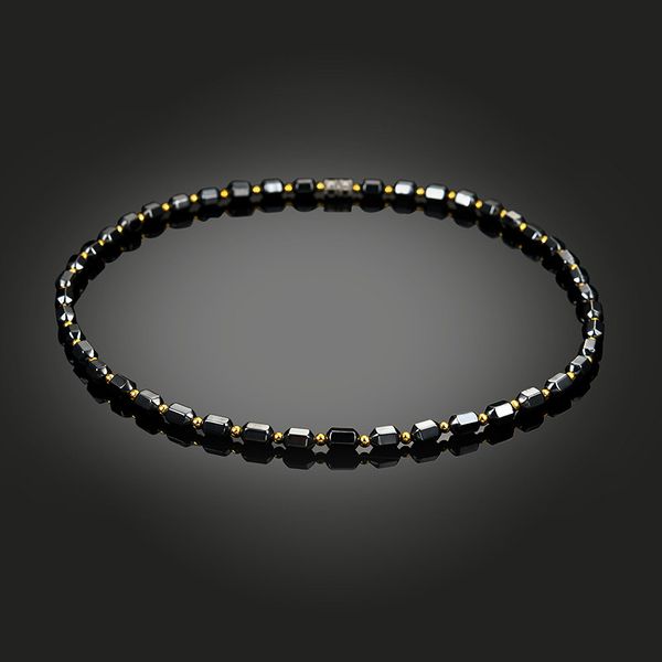 

men women black hematite necklace magnet gold beads magnetic therapy care necklaces jewelry gift @m23, Golden;silver
