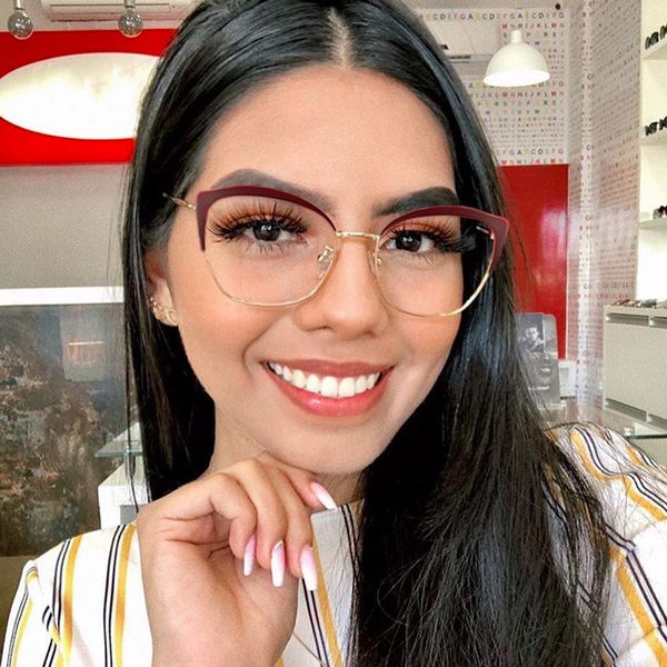 

2020 vintage fashion women eyeglasses optical cat eye glasses frame brand design plain eye glasses oculos de grau femininos, Black