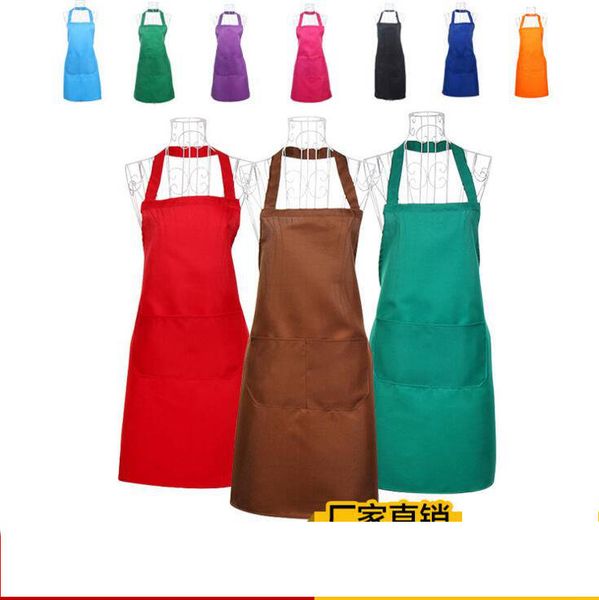 Compre Delantales De Cocina De Varios Colores A Prueba De Agua Delantal De Color Sólido Gran Bolsillo Delantal Familia Hornear Fácil Limpieza Babero