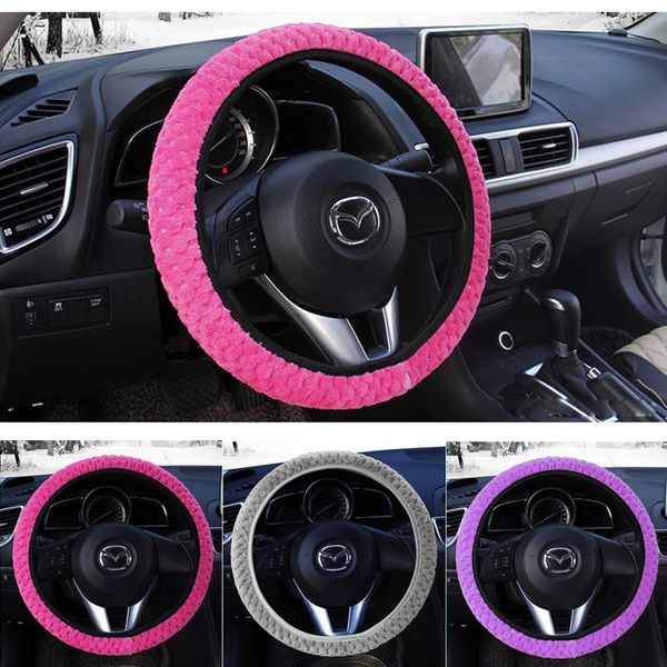 

10pcs/lot new universal soft warm plush covers car steering wheel cover car-styling pearl velvet auto decoration winter 4 colors