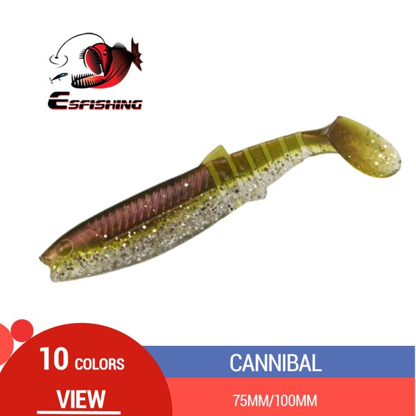 

esfishing 2018 new soft lure bait cannibal 75mm 100m fishing fish t tail peche leurre pike zander shad lure crankbait