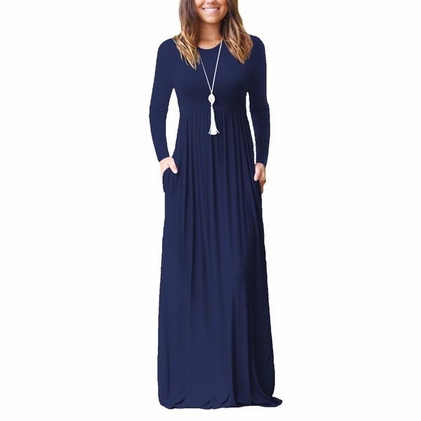 

long dress woman clothing spring autumn 2019 new women long sleeve maxi dresses casual o neck black green gray streetwear female vestidos, Black;gray