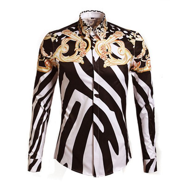 

royal wind stage fashion brand 398 men's wear literature and art men's shirt brand shirt male long sleeve, White;black