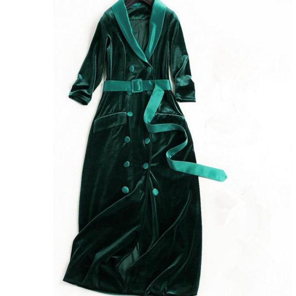 

осень и зима новый женский бархат двубортные пальто longtrench женщин плюс размер, Tan;black