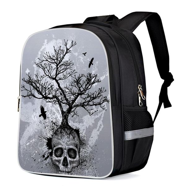 

skeleton tree branch bird backpacks school bag child book bag sports bags bottle side pockets school student silver edge