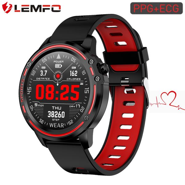 

lemfo l8 ecg+ppg smartwatch ip68 bluetooth smartwatch android ios support 320mah smart sport watch for men health tracker, Slivery;brown