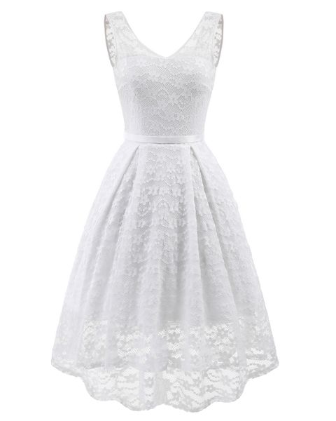 

2020 new sleeveless lace waist waist backless dovetail long skirt, White;black