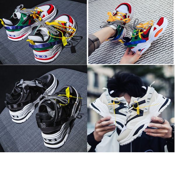 

2019 kanye west ins eling christmas spring brand new white color casual shoes ulzzang old grandpa, Black