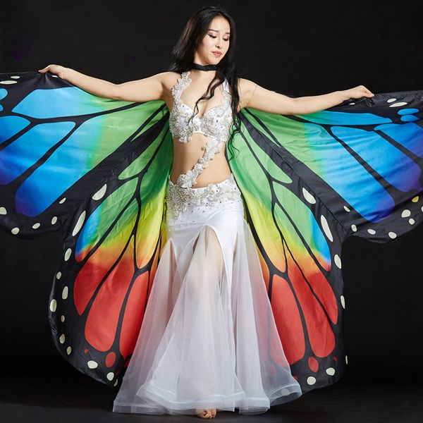 

belly dance costume 360 butterfly isis wings gradient colourful stage performance props butterfly wings for belly dance cloak, Black;red
