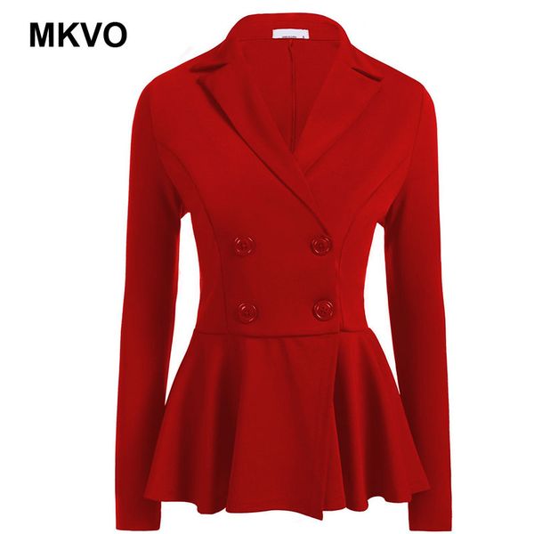 

wine red women's work office double-breasted waist suit outwear elegant ladies long-sleeved autumn plus size blazer feminino, White;black