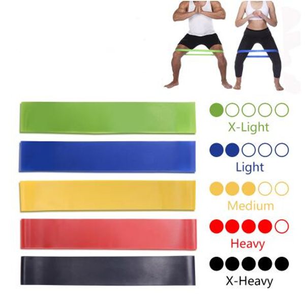 

5 colors yoga resistance rubber bands indoor outdoor fitness equipment 0.35mm-1.1mm pilates sport training workout elastic bands