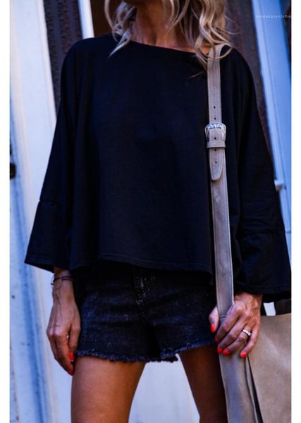

tshirts casual loose lantern sleeve females tees females clothing back fist print womens designer long sleeve, White
