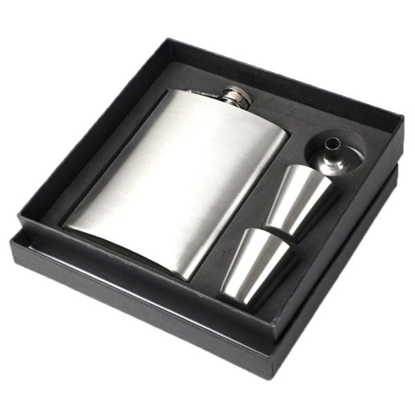 

portable 8 oz stainless steel hip flask pocket drinkware flagon gift package whiskey wine pot with wine cup funnel liquor jugs