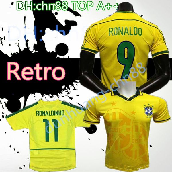 

1998 brazil home soccer jerseys 2002 brasil retro classic shirts carlos romario ronaldo ronaldinho jersey camisa de futebol 1994, Black;yellow