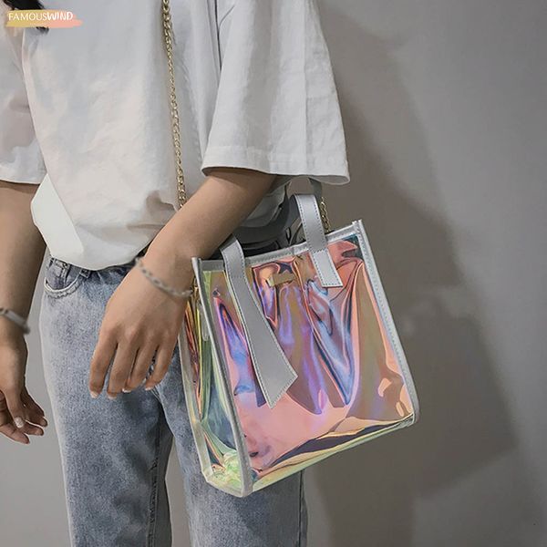 

aelicy 2020 new brand women s handbags pu laser korean bags transparent shoulder bags jelly candy strap clear women bag