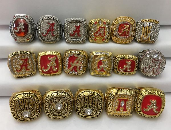 

17pcs alabama crimson tide sec national championship ring set fan men promotion gift wholesale 2019 drop shipping ( dhl, Silver