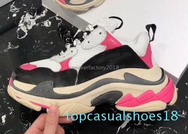 

2020 beige retro luxury designer casual shoes womens mens sneakers trainers for old dad triple s party chaussures de sport platform shoe t18, Black
