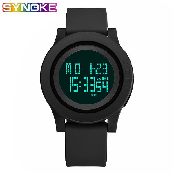 

synoke цифровые наручные часы для мужчин простой дизайн led черный 50 м водостойкий спорт будильник relogio masculino, Slivery;brown