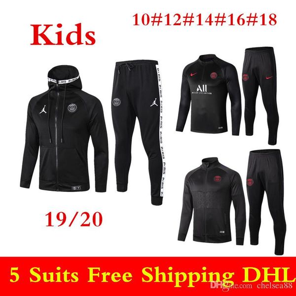 

1920 pari jordom child weat hirt 2019 2020 p g black kid jacket et urvetement icardi mbappe cavani youth long leeve jog training uit, Gray;blue