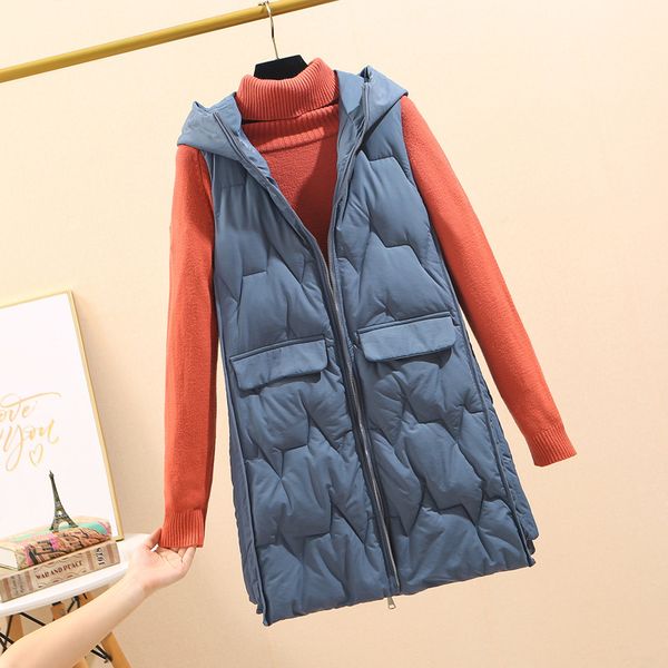 

2019 autumn and winter new korean version of the long section cotton vest women's cotton vest women's jacket, Black;white