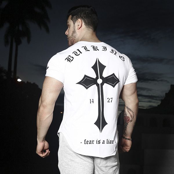 

sport shirt men cotton rashgard mens running t shirt crucifix sportswear fitness sport t gym workout tshirt, Black;blue