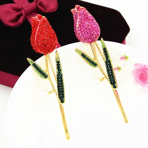 

red tulips brooch ma'am clothes & accessories lead needle pin clothes and ornaments product pink colour tulips, Gray