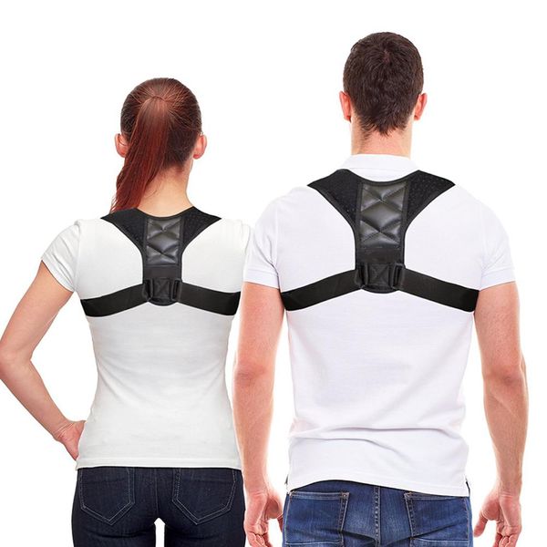 

body wellness posture corrector support back shoulder brace belt adjustable, Black;brown