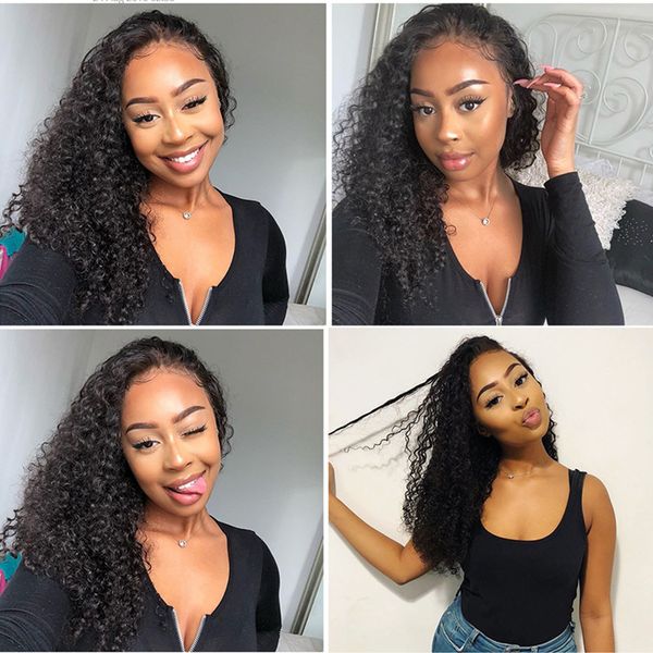 

high-quality women's small curly hair front lace wig black afro simulated human hair wigs various length for choose