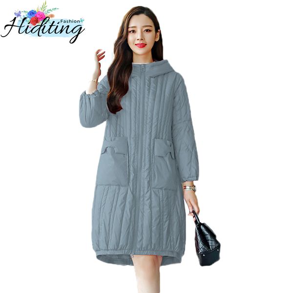

women down jackets winter 2019 new fashion warm hooded overcoat solid color female jacket medium long white duck down coat win55, Black