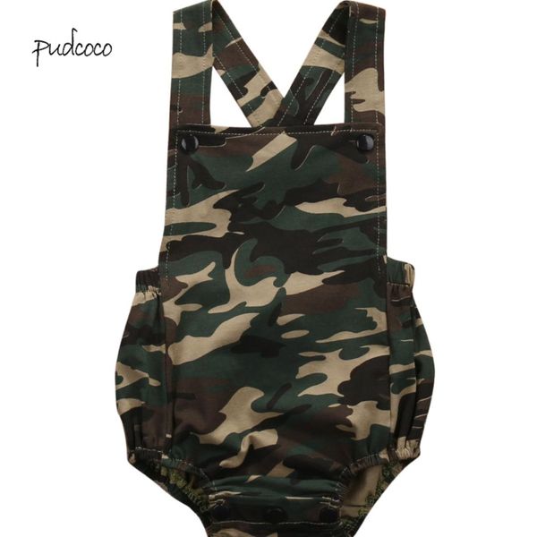 

pudcoco new brand summer newborn baby boys sleeveless camouflage jumpsuit backless sleeveles clothes outfit, Blue