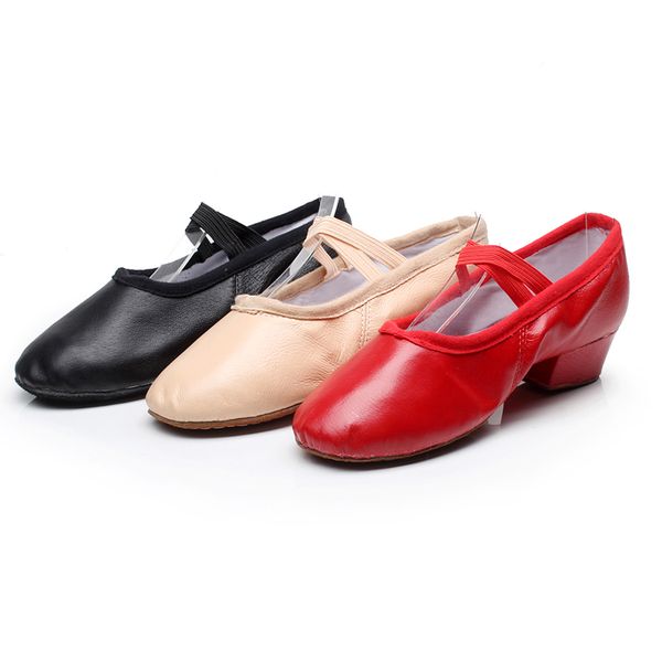 

new arrival women's canvas leather soft bottom square heel dance shoes ladies practice ballet dancing shoes 4 colors