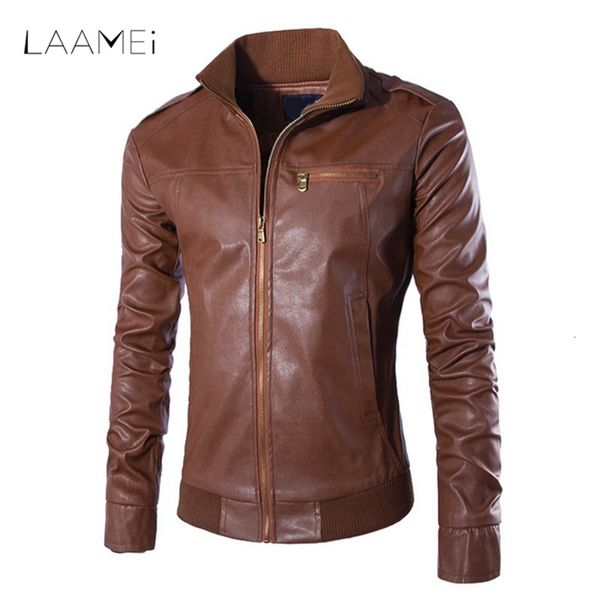 

laamei new arrival motorcycle leather fashion jackets men business casual outdoors coats leather clothing bomber jacket, Black
