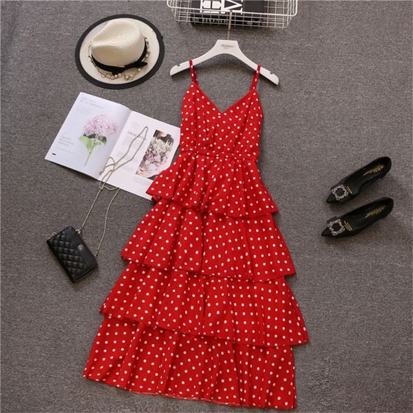 

womens clothing designer dress summer dress women 2019 plus size a line elegant summer long party dress white dot beach sundress, Black;gray