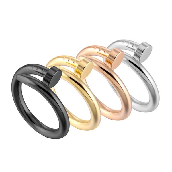 

fashion couple nail rings jewelry for women men couple love wedding ring titanium steel silver gold-plated never fade 2020 christmas gift