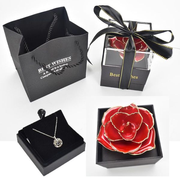 

girlfriend gift 24k gold plated rose jewelry box can put necklace ring as mother day birthday gift