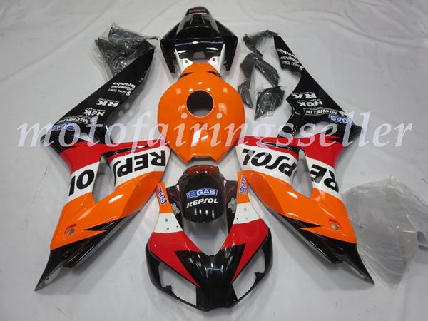 

oem quality new abs full fairings kits fit for honda cbr1000rr (2006-2007) cbr1000rr 06 07 bodywork set black red and white orange no6