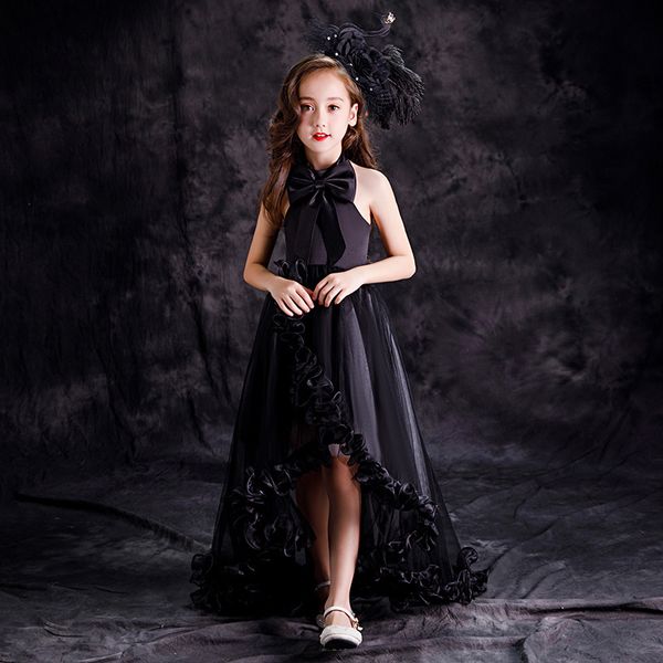 

girl thick children piano tailing evening dress black chinese style children cheongsam dresses halter qipao robe chinoise, Red