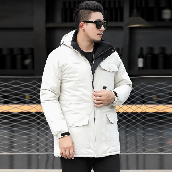 

8xl 10xl 6xl 5xl brand winter jacket men clothes casual stand collar hooded collar fashion winter coat men parka outerwear warm, Black