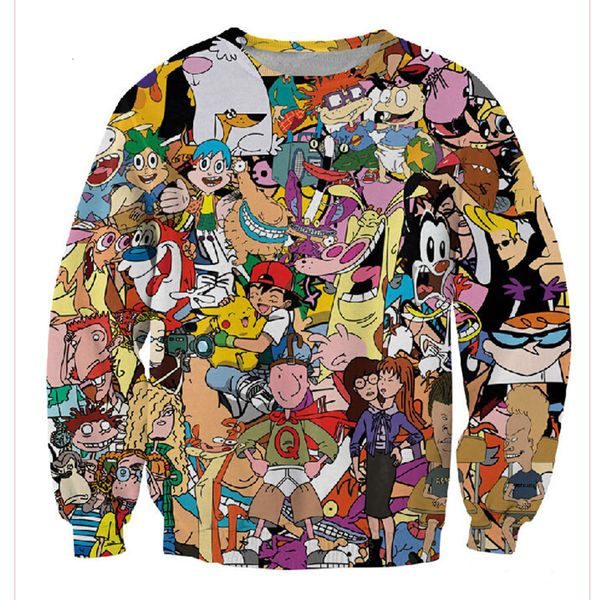 

designer hoodies designer sweatshirt 2019 post 90s cartoon print 3d sweatshirt women cartoon hoodies moleton masculino size xs 7xl, Black