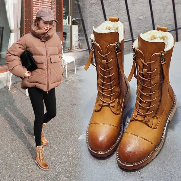 

snow boot women 2019 new women winter boots boots waterproof antiskid snow leather fur warm, Black